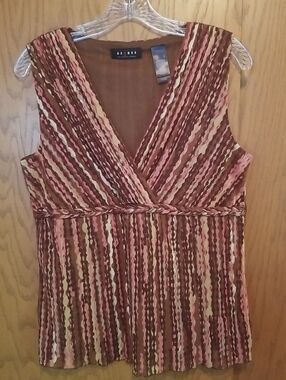 Access Striped Sleeveless Blouse, Size L